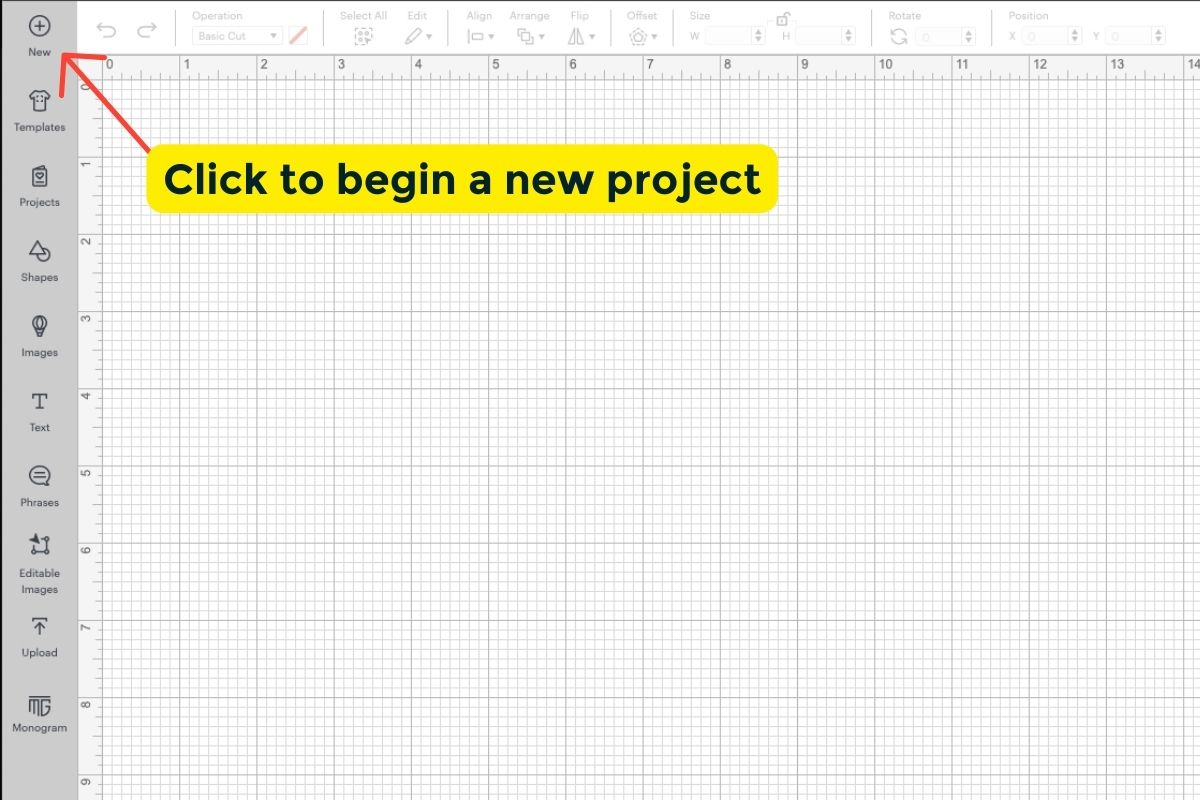 Cricut how to begin a new project.