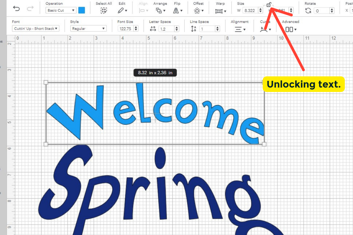 Showing where to unlock text.