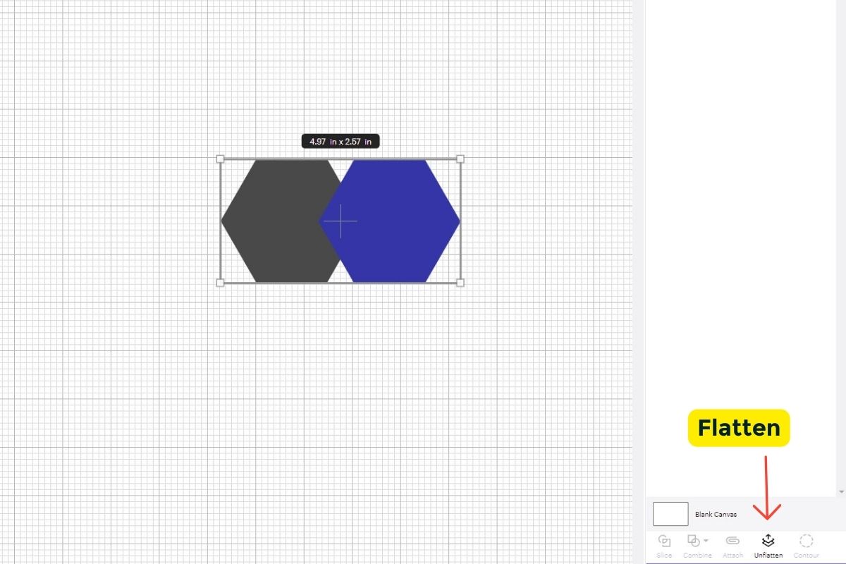 Shows a flattened image.
