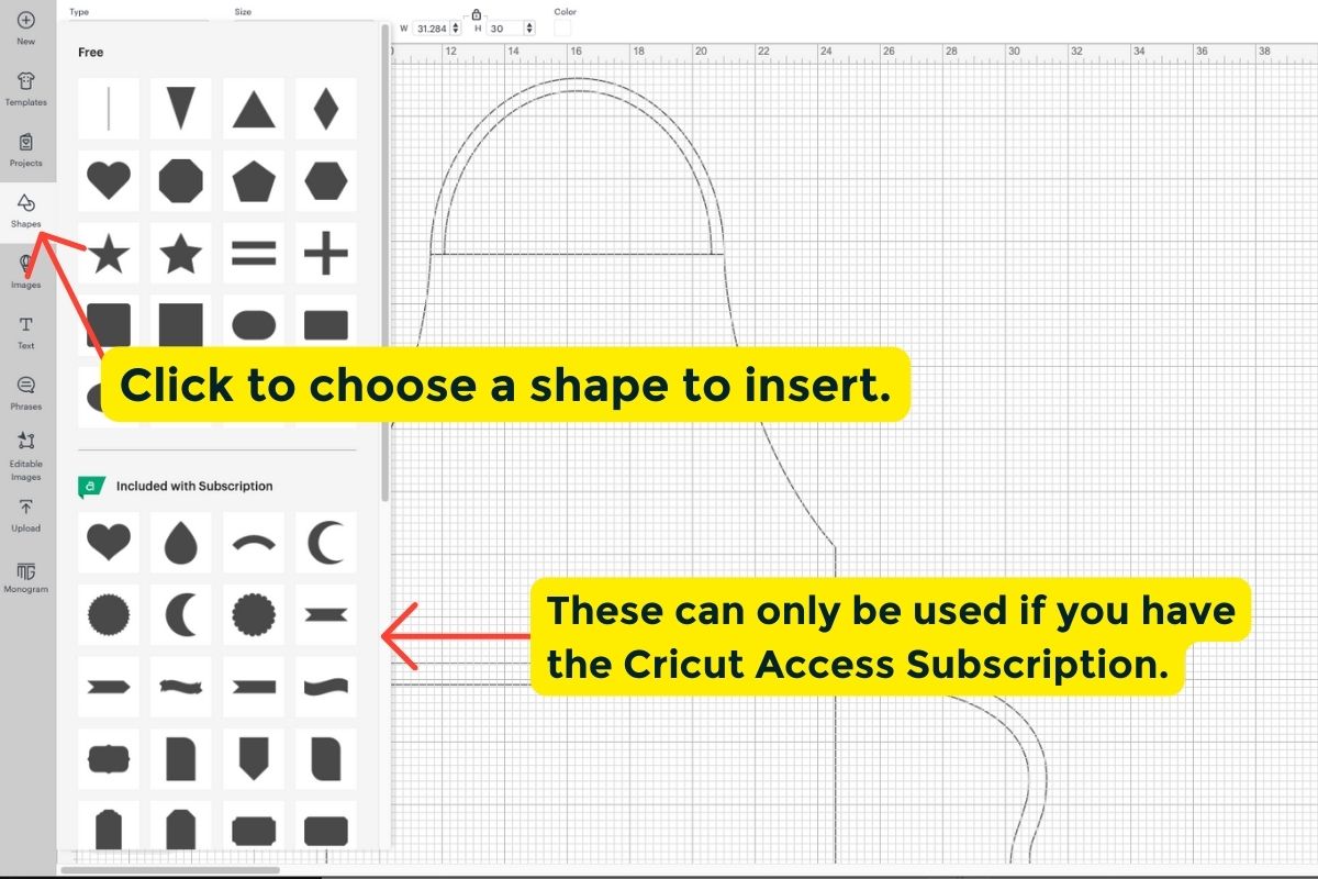 How to insert shapes and which ones you can use without a subscription.