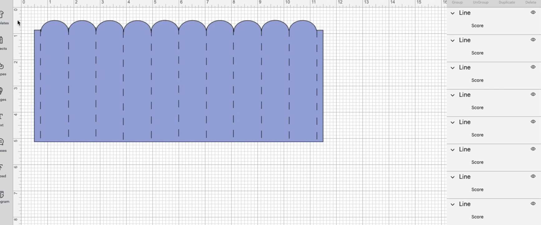 Score lines on template.