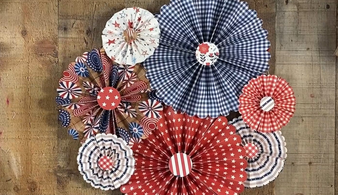 Finished Patriotic Paper Fans.