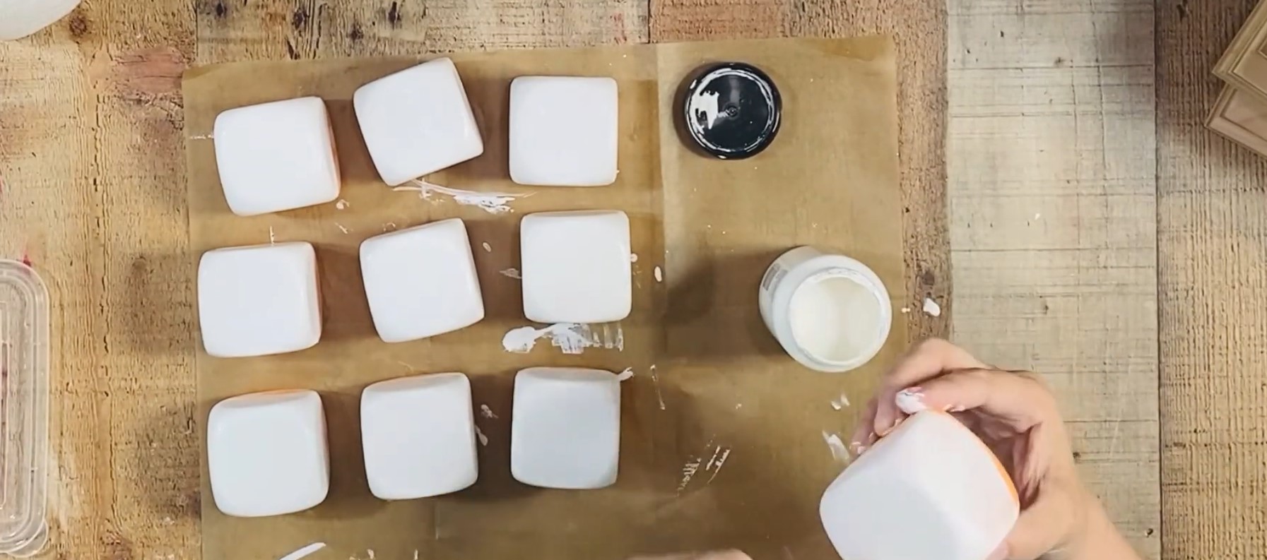 White paint added to cubes.